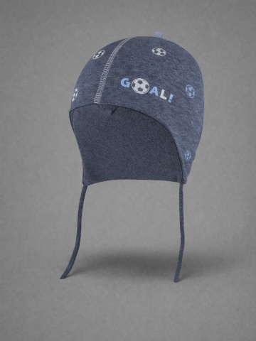 Caciula bumbac bleumarin pentru baieti cu imprimeu fotbal GOAL - AJS - Img 2