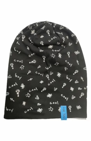 Caciula bumbac pentru baieti 1.5-3 ani (reversibil) - AJS 38-185 negru