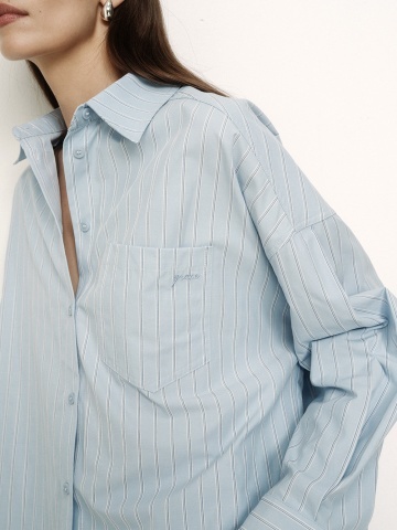 Camasa Valerie bleu oversize cu dungi - Img 9