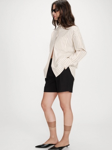 Camasa Valerie vanilie oversize cu dungi fine negre - Img 3