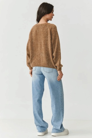Cardigan dama scurt cu maneci usor bufante, ocru - S170 - Img 3