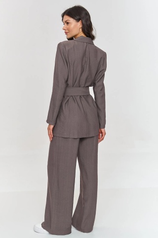 Compleu dama cu sacou si pantaloni largi, culoarea mocha - M883 - Img 3