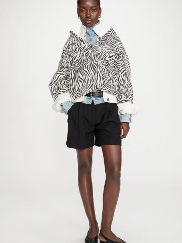 Jacheta-camasa Vana oversize din bumbac cu imprimeu zebra - Img 6