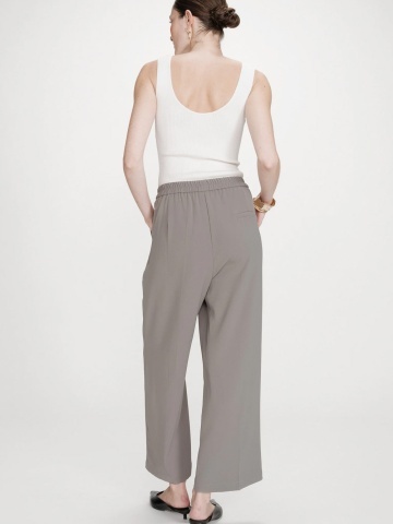 Pantaloni Noblesse kaki wide-leg cu talie medie-inalta - Img 3