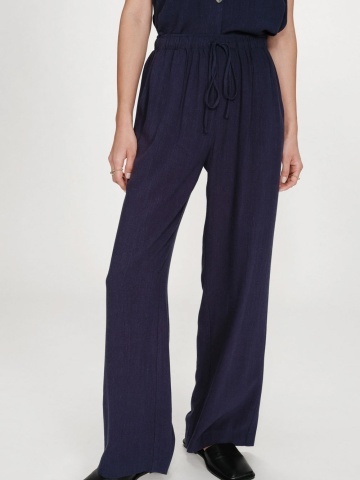Pantaloni Raven navy blue lejeri cu talie inalta