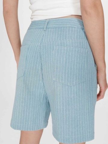 Pantaloni scurti Vars wide-leg din denim cu talie inalta - Img 5