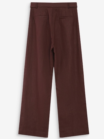 Pantaloni Vanelis din in chocolate cu talie inalta - Img 8