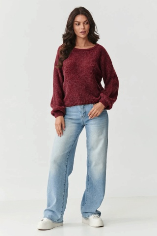 Pulover clasic dama cu adaos de mohair si lana, bordo - S168 - Img 2
