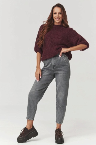 Pulover cu maneca pana la cot, burgund, marime universala - C8 - Img 2