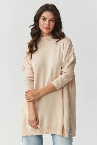 Pulover oversize nude de dama - Makadamia S164