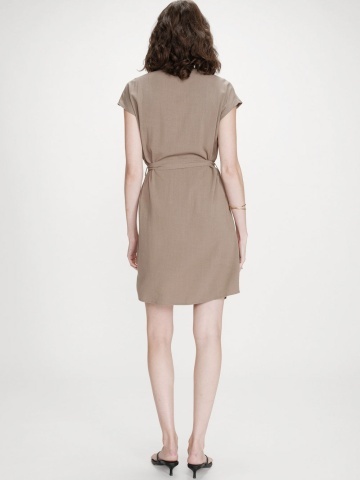 Rochie de vara Marilou kaki scurta cu decolteu in V - Img 5