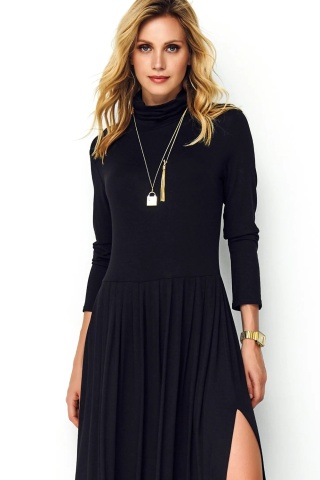 Rochie lunga cu guler inalt si slit - M503 - Img 2