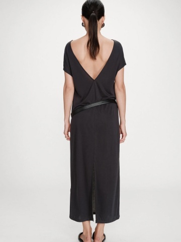 Rochie Peace gri antracit lunga lejera cu maneca scurta - Img 7