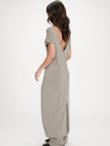 Rochie Peace kaki lunga lejera cu maneca scurta - Img 3