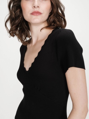 Rochie Valeriane neagra mulata din tricot fin - Img 3