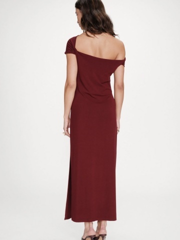 Rochie Vanity lunga rosie cu umar asimetric - Img 2