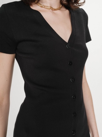 Rochie Venezuela neagra din tricot moale - Img 2