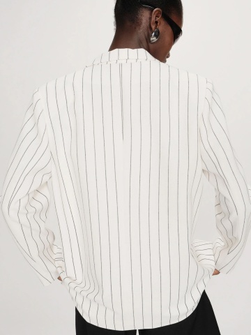 Sacou Velvet alb drept cu dungi fine negre - Img 3