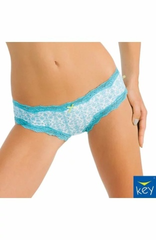 Set 2 chiloti hip bikini dama din bumbac, imprimeu floral cu dantela - Key LPP791