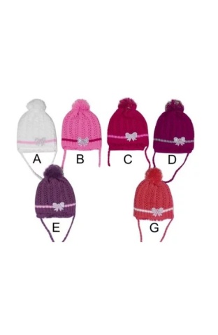 Set caciula si fular pentru fete 1,5-5 ani - AJS 26-241 corai, alb, roz, mov, fucsia, mov inchis - Img 2