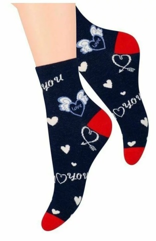 Sosete dama cu model Love you - Steven S099-453D granat