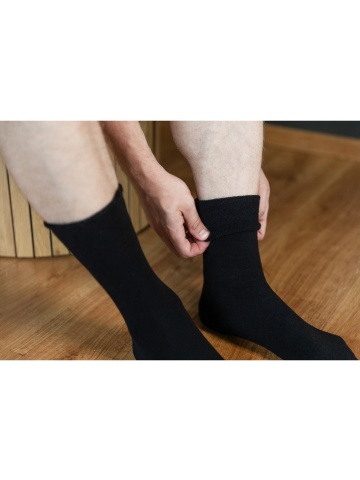 Sosete flausate barbati, fara compresie - Steven S111-04 negru