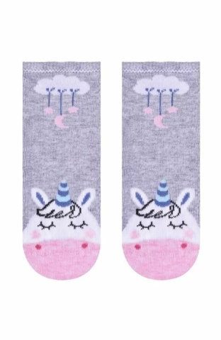 Sosete pentru bebelusi, model unicorn, Steven S138-140 gri roz - Img 2