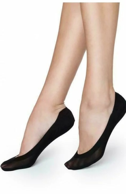Talpici bumbac pentru dama, banda silicon - Marilyn Lux Line Normal Cotton - negru, nude - Img 2