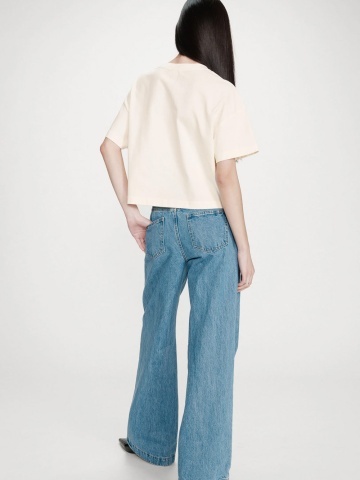 Top Voss oversize din bumbac ecru - Img 5