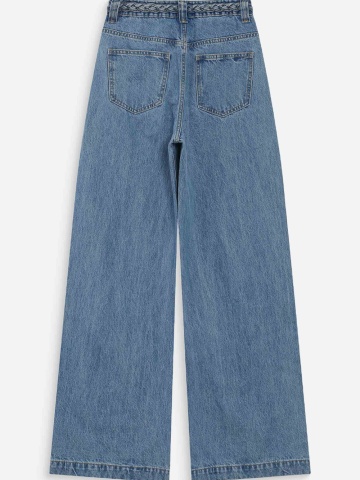 Blugi Jaden bleu wide-leg din bumbac cu talie inalta - Img 7