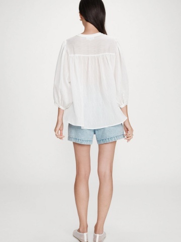 Bluza Vanille ivory lejera cu maneci usor bufante - Img 5