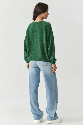 Cardigan dama scurt cu maneci usor bufante, verde - Makadamia S170 - Img 3
