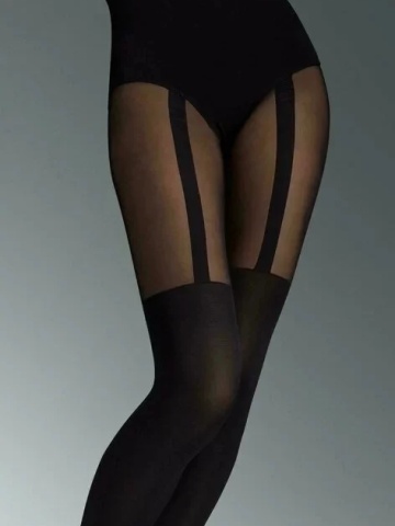 Ciorapi cu model imitatie portjartier - Marilyn Zazu Line, 60 DEN NERO5 - Img 2