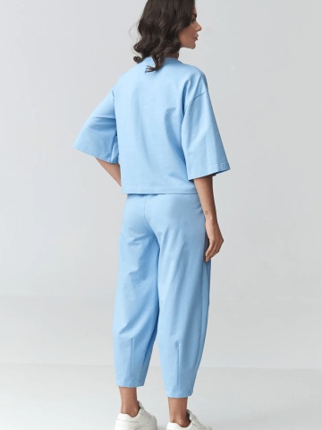 Compleu de trening bleu cu pantaloni bufanti si bluza lejera - M916 - Img 3
