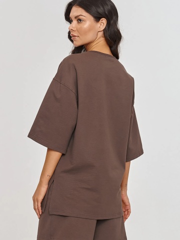 Compleu de vara ciocolatiu cu tricou si pantaloni scurti - M870 - Img 5