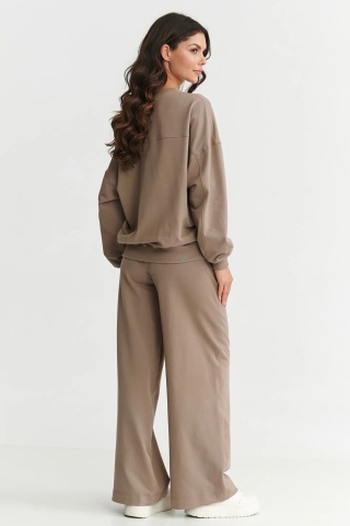 Compleu trening dama cu pantaloni largi, culoarea mocha - M890 - Img 2