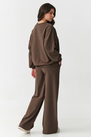 Compleu trening dama cu pantaloni largi, maro - M890 - Img 3
