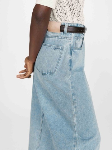Fusta Varenne lunga din denim cu talie inalta si slit - Img 4