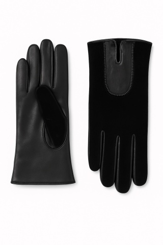 Manusi dama din piele, negre, 24cm - YOR150N - Img 2