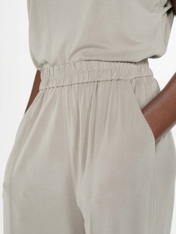 Pantaloni Pax kaki, largi cu talie elastica - Img 3