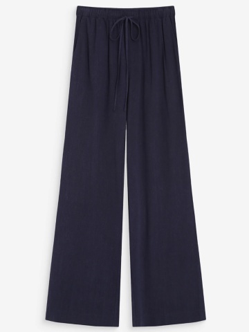 Pantaloni Raven navy blue lejeri cu talie inalta - Img 8