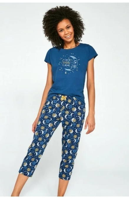 Pijama dama, 100% bumbac, Cornette W498-197 I love you to the moon and back - Img 1