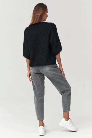 Pulover cu maneca pana la cot, negru, marime universala - C8 - Img 3
