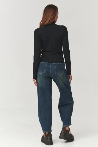 Pulover din tricot, cu guler inalt rulat, negru - C11 - Img 4