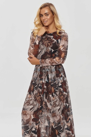 Rochie lunga vaporoasa cu imprimeu - M860-50