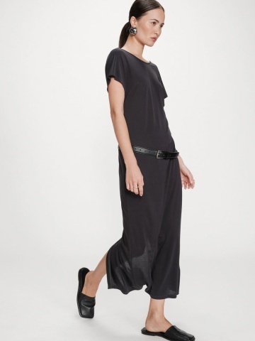 Rochie Peace gri antracit lunga lejera cu maneca scurta - Img 4