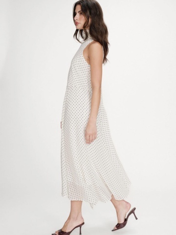 Rochie Valoria fluida cu buline si guler inalt - Img 4