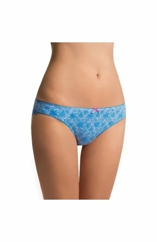 Set 2 chiloti bikini dama din bumbac, imprimeu floral albastru si bej - Key LPR508 - Img 3