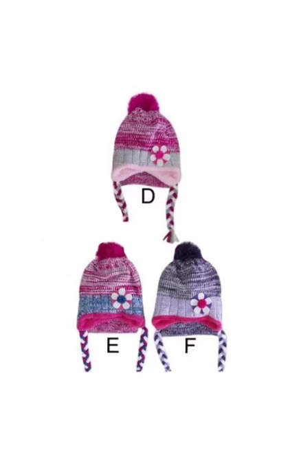 Set caciula si fular pentru fete 1,5-5 ani - AJS 26-247 mov, magenta cu gri si magenta cu bleumarin - Img 2