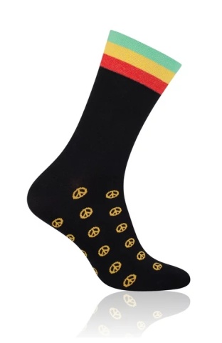 Sosete barbati, model Peace - More S079042 negru detaliu galben